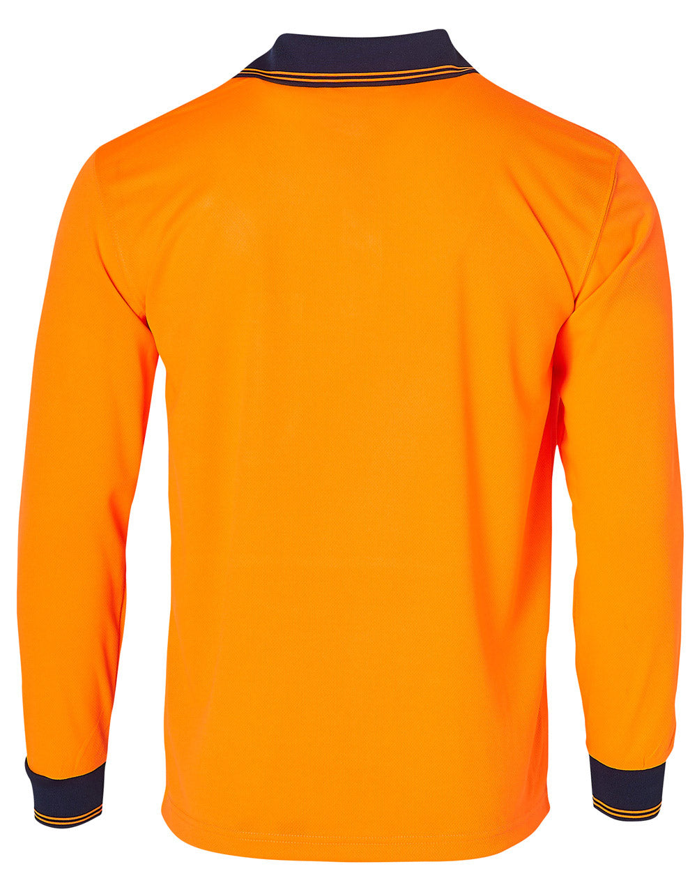 High Visibility Long Sleeve Polo - FluoroOrange/Navy - Back