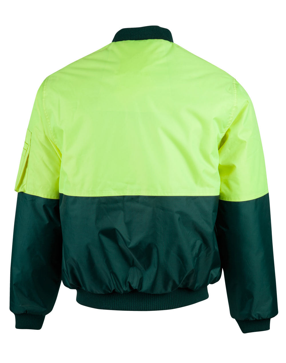 Hi-Vis Two Tone Flying Jacket - Yellow/Bottle - Back