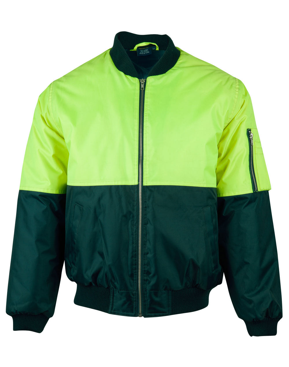 Hi-Vis Two Tone Flying Jacket - Yellow/Bottle - Front
