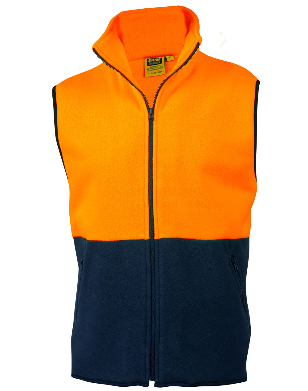 Hi-Vis Two Tone Vest - FluoroOrange/Navy - Front