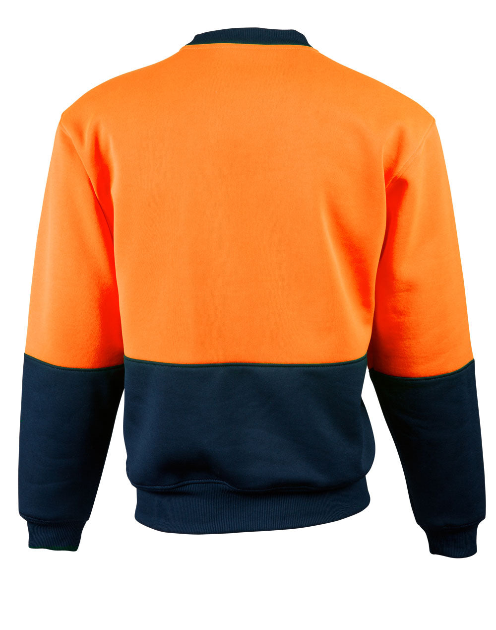 Hi-Vis 2 Tone Crew Neck - FluoroOrange/Navy - Back