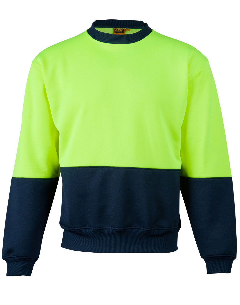 Hi-Vis 2 Tone Crew Neck - FluoroYellow/Navy - Front