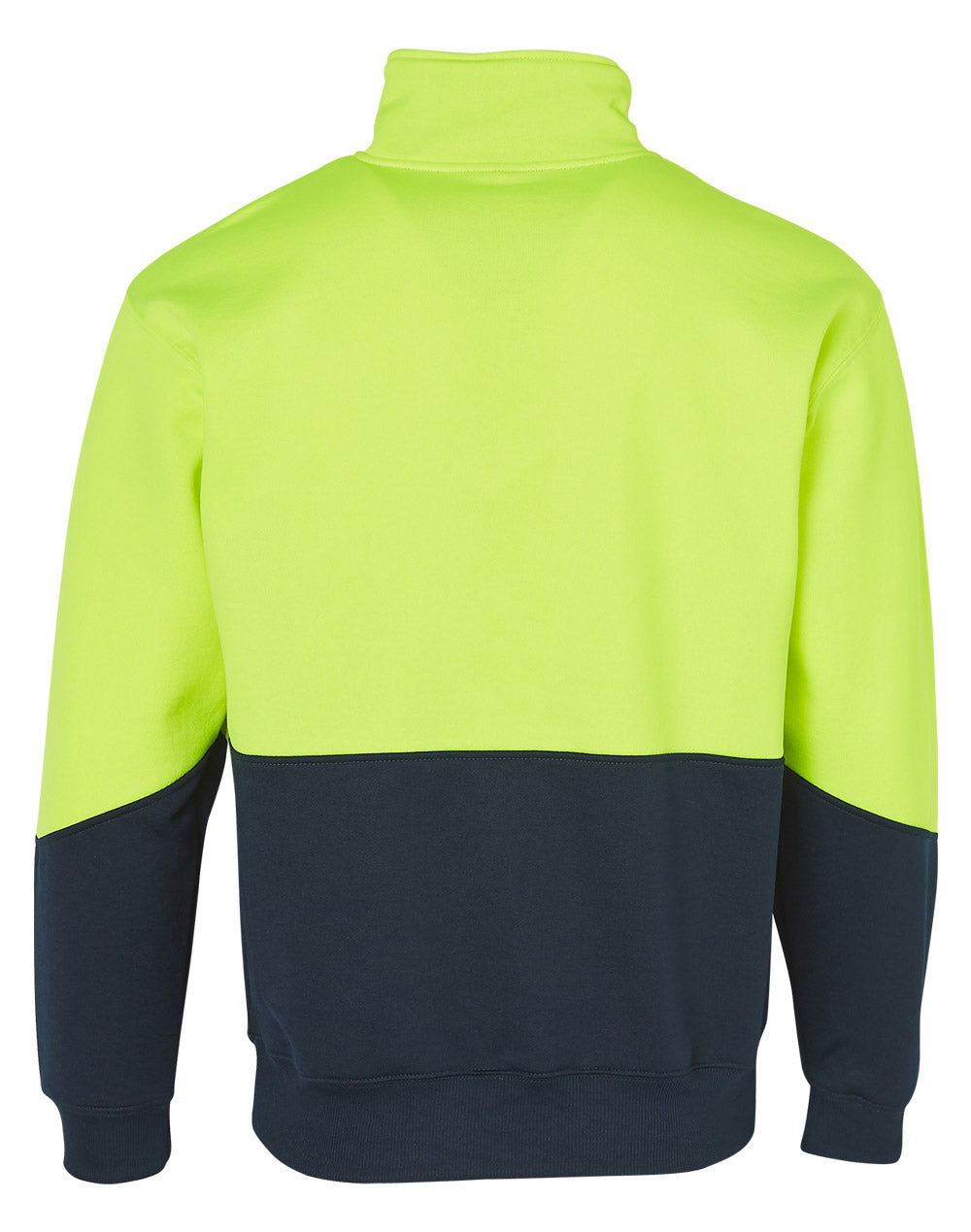 Hi-Vis Long Sleeve Fleece Sweat - Yellow/Navy - Back