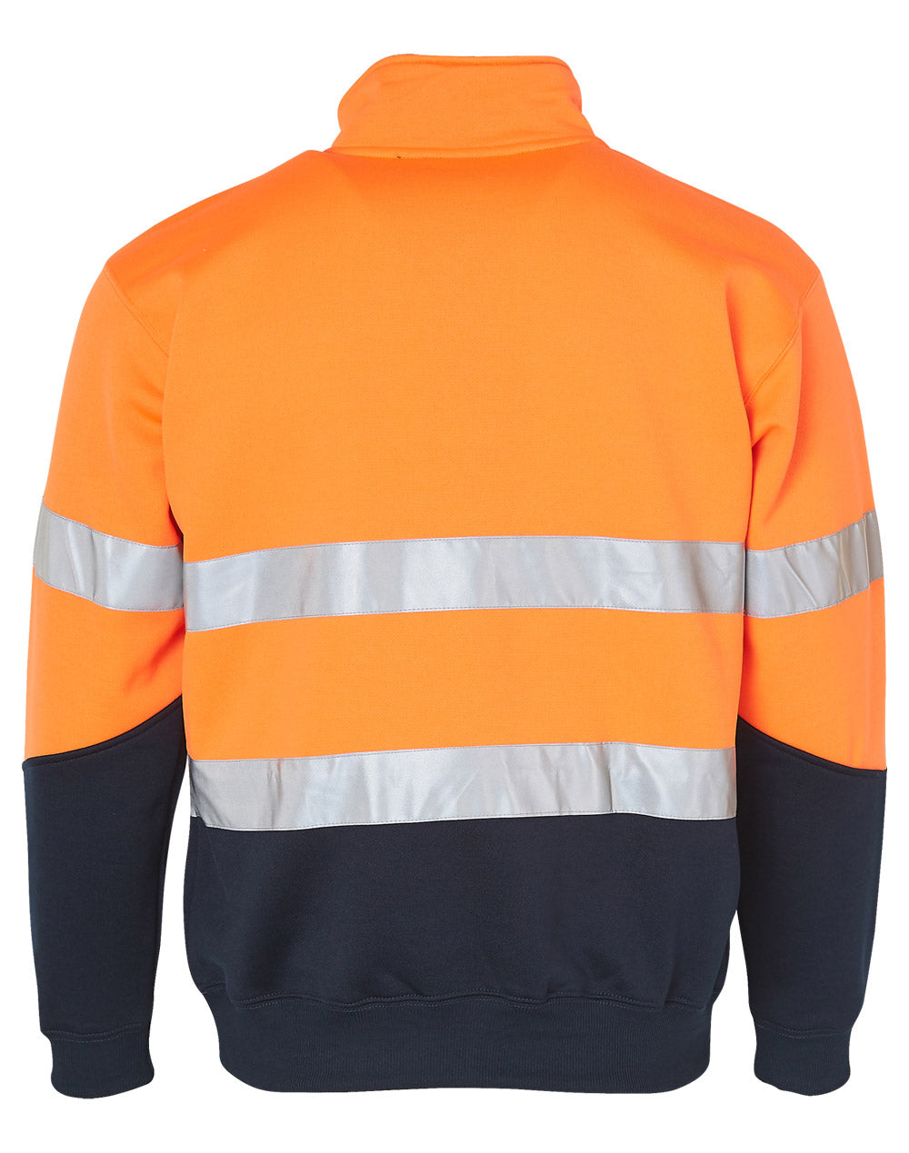 Hi-Vis Long Sleeve Fleece Sweat - Orange/Navy - Back