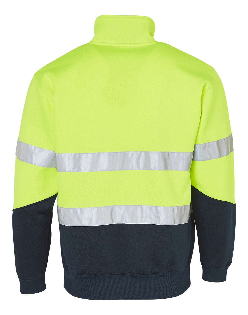 Hi-Vis Long Sleeve Fleece Sweat - Yellow/Navy - Back