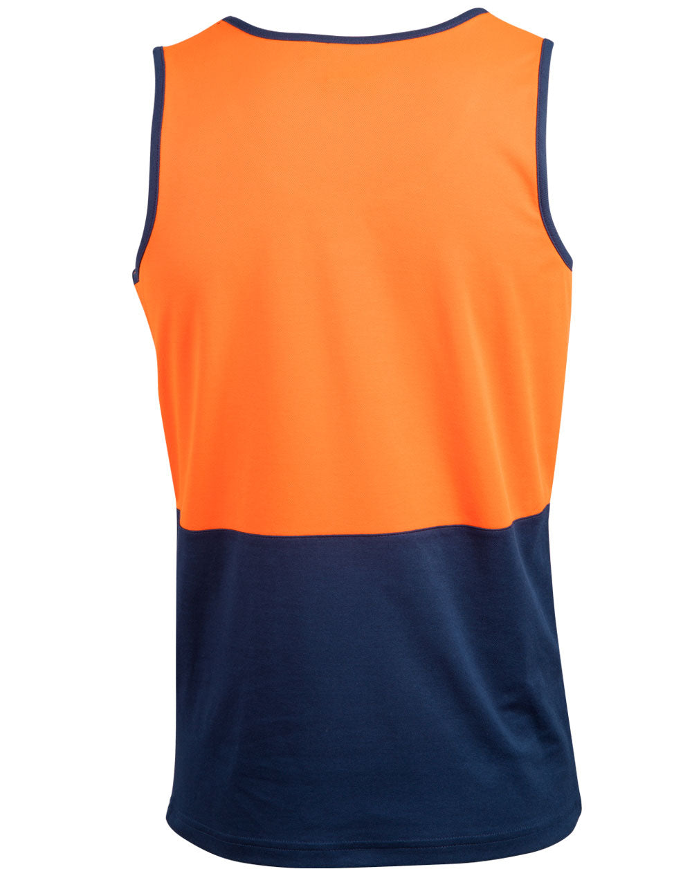 Hi-Vis Safety Singlet - FluoroOrange/Navy - Back