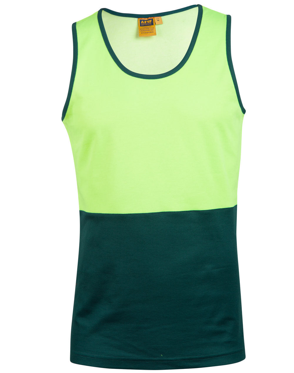 Hi-Vis Safety Singlet - FluoroYellow/Bottle - Front