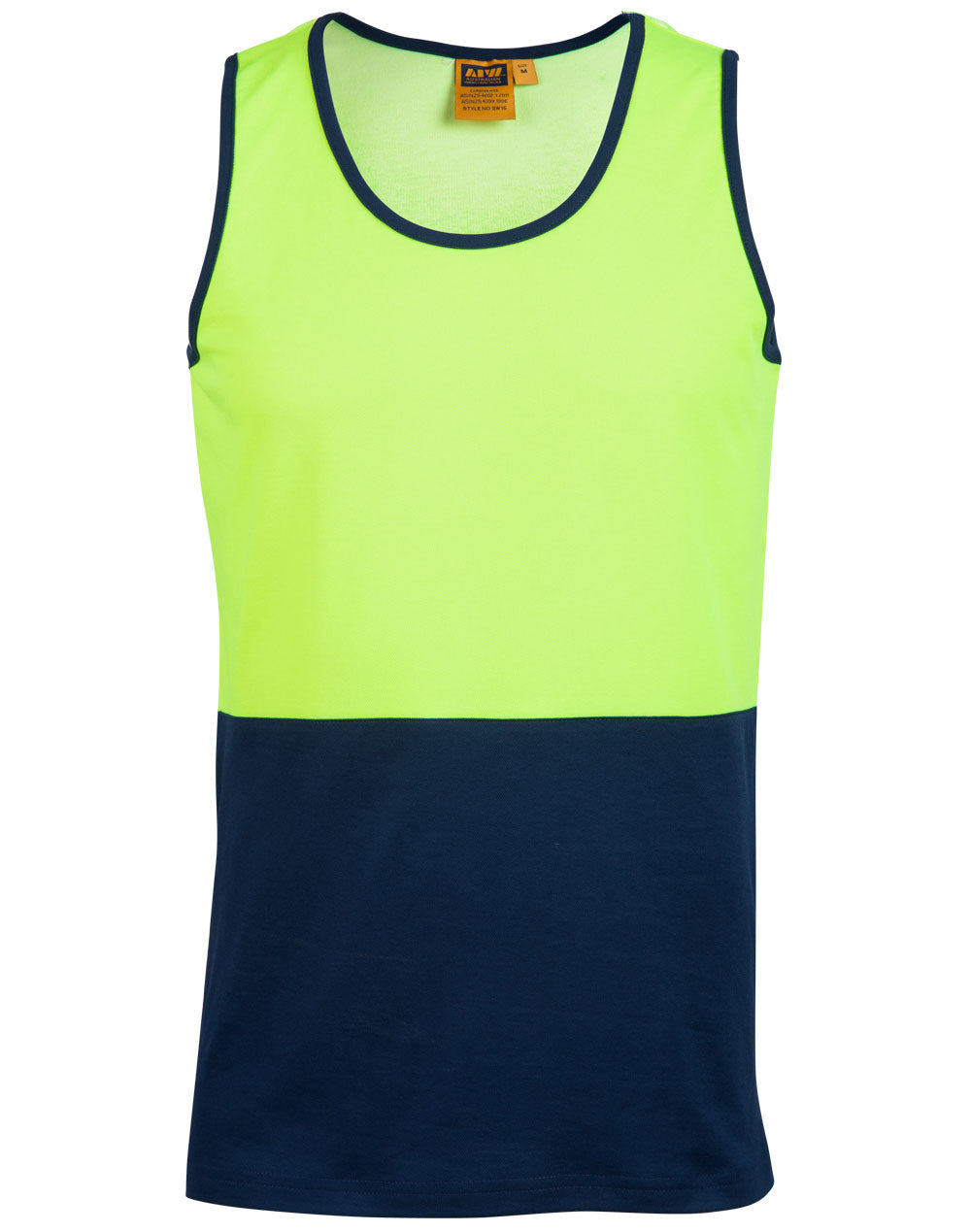 Hi-Vis Safety Singlet - FluoroYellow/Navy - Front