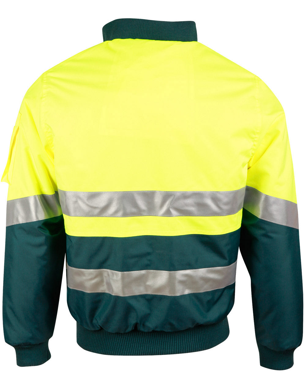 Hi-Vis Two Tone Flying Jacket - Yellow/Bottle - Back