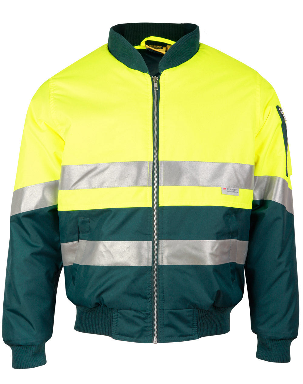Hi-Vis Two Tone Flying Jacket - Yellow/Bottle - Front