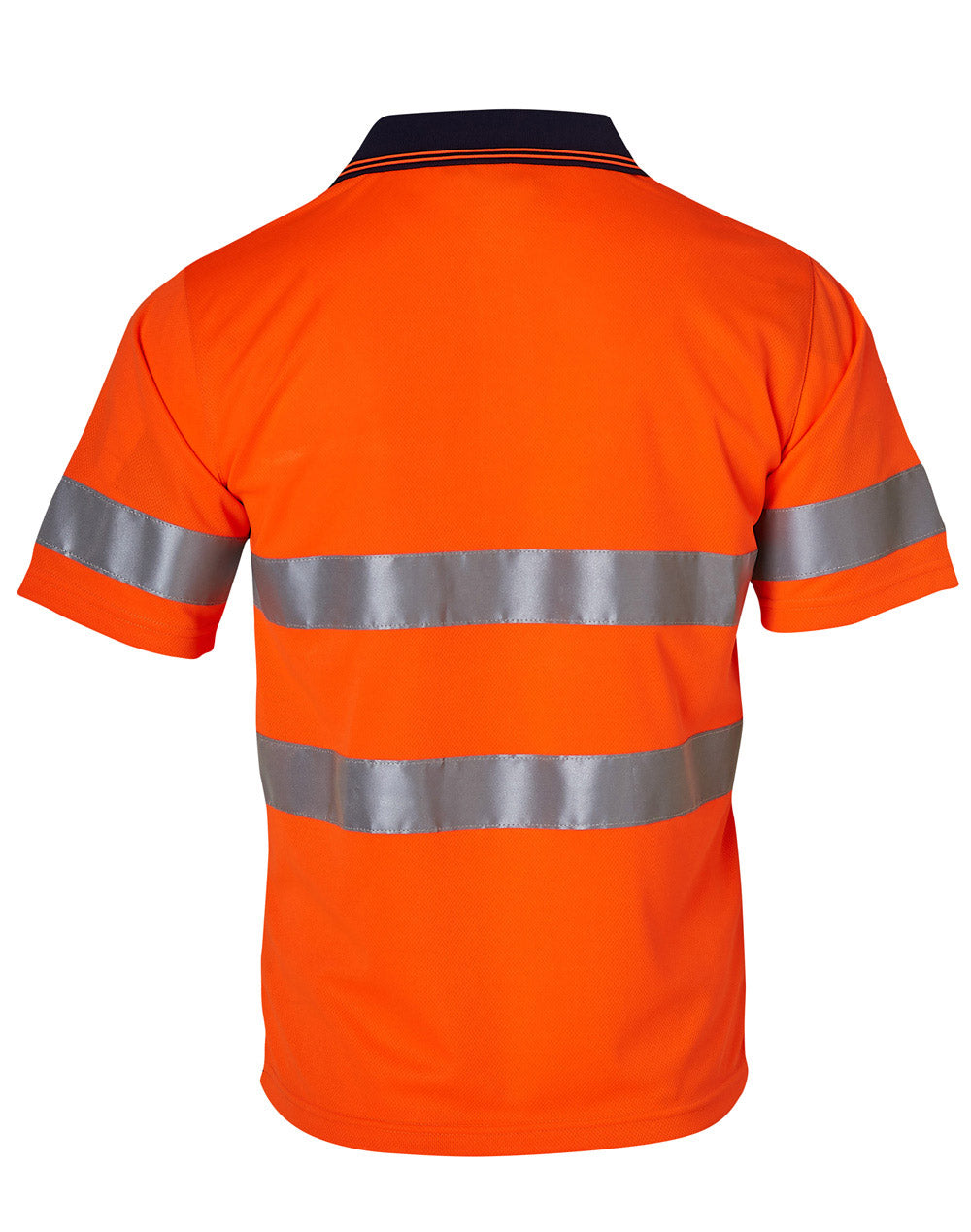 Short Sleeve Safety Polo - Orange/Navy - Back