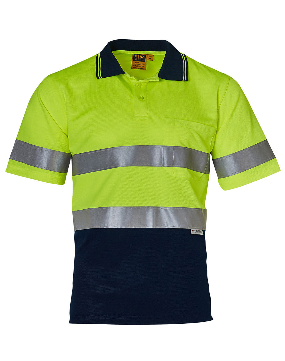 Short Sleeve Safety Polo - Yellow/Navy - Front