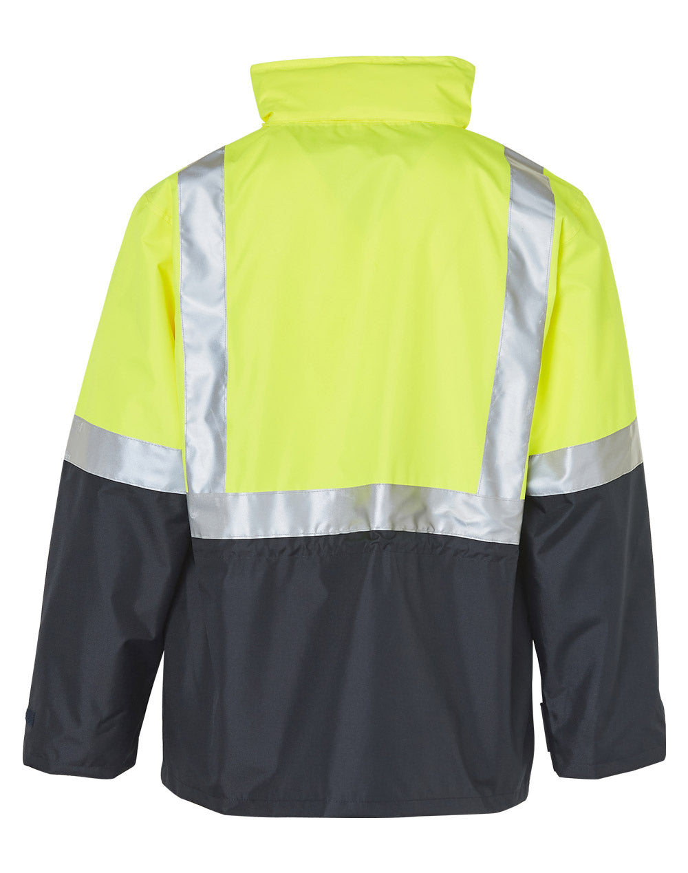 Hi-Vis Safety Jacket With Mesh Lining & 3M Tapes - Yellow/Navy - Back