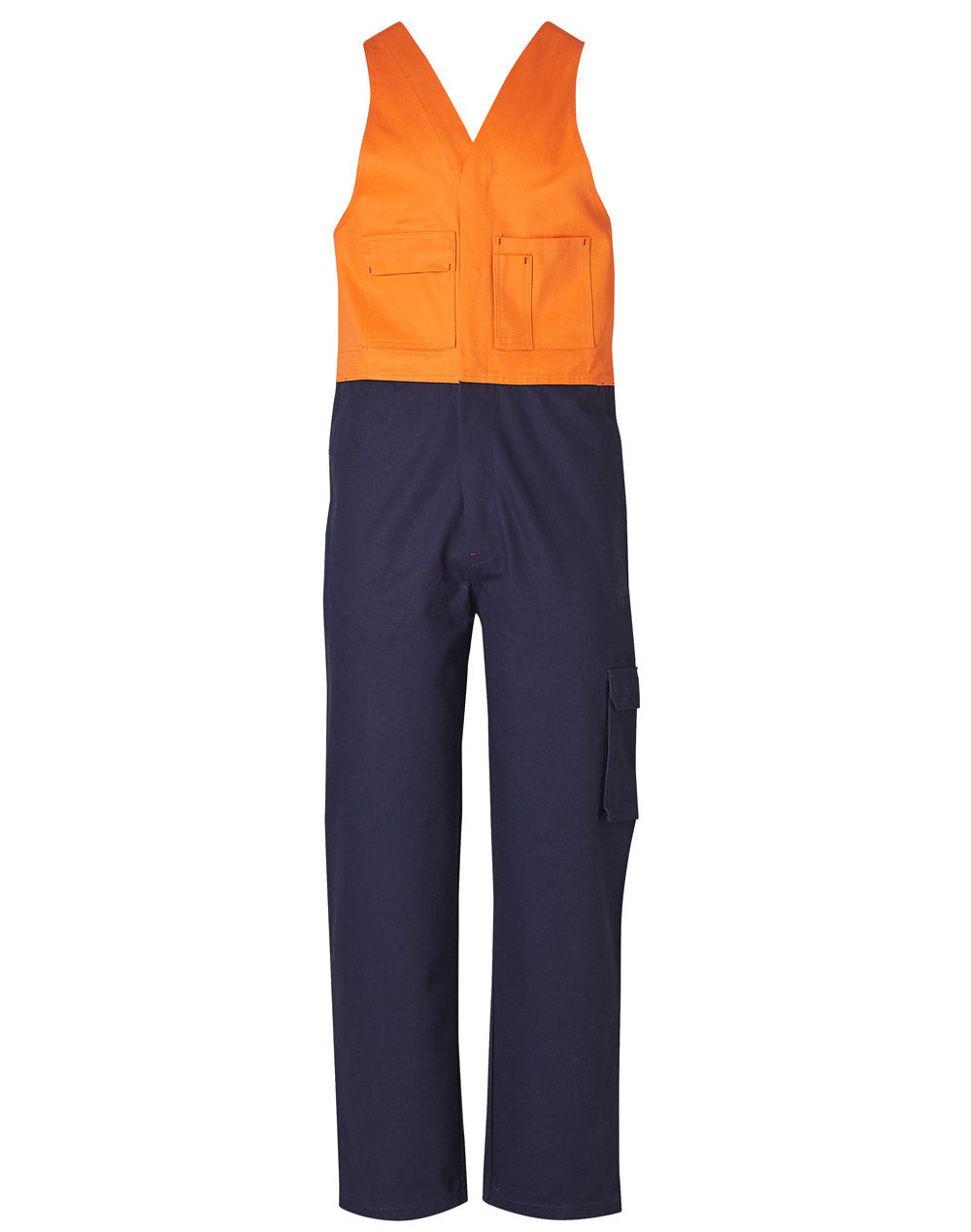 Men's Overall Stout Size - Orange/Navy - Front
