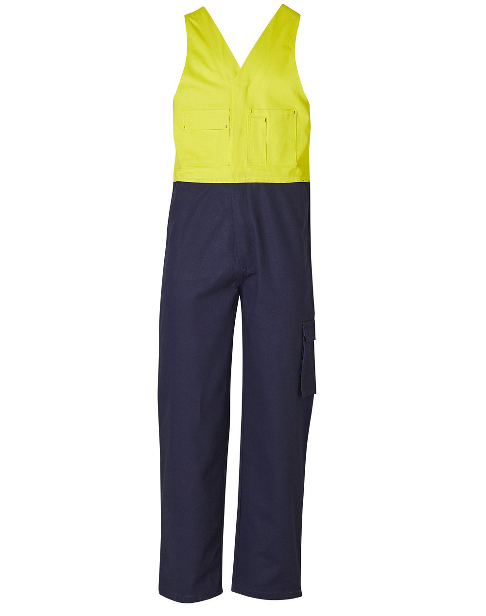 Men's Overall Stout Size - Yellow/Navy - Front