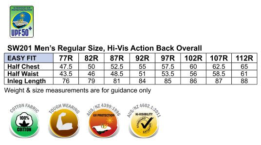 Men's Overall Regular Size - Size guide