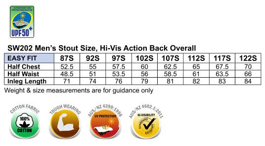 Men's Overall Stout Size - Size guide