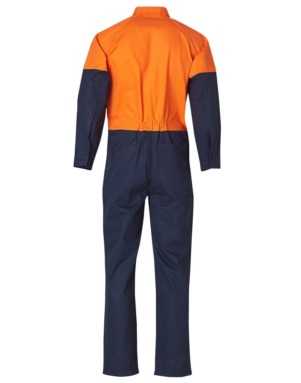Men's Two Tone Coverall Regular Size - Orange/Navy - Back