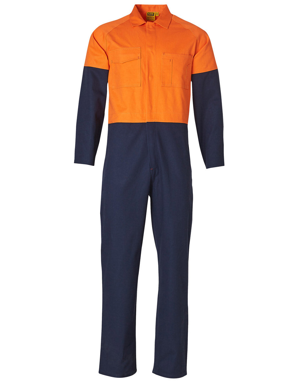 Men's Two Tone Coverall Stout Size - Orange/Navy - Front