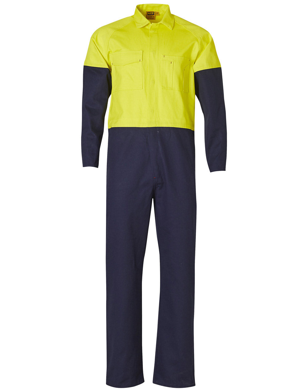 Men's Two Tone Coverall Stout Size - Yellow/Navy - Front