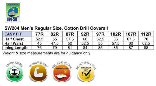 Men's Two Tone Coverall Regular Size - Size guide