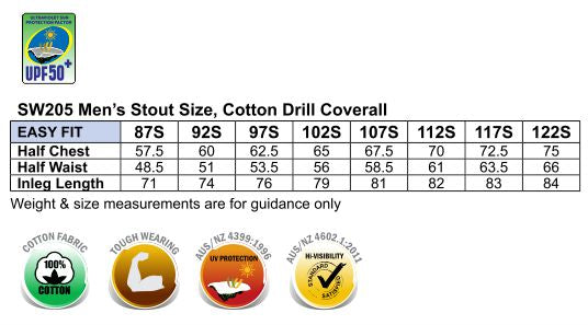 Men's Two Tone Coverall Stout Size - Size guide