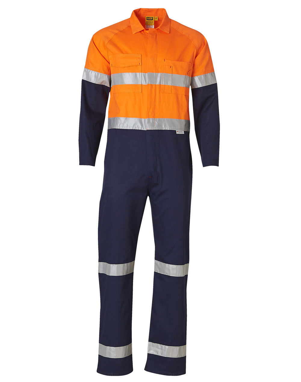 Men's Two Tone Coverall - Orange/Navy - Front