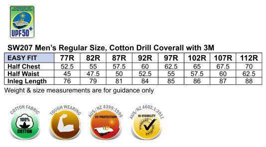 Men's Two Tone Coverall - Size guide