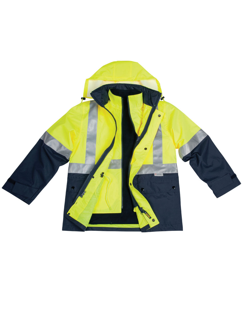 Hi-Vis Reversible Vest And Jacket - Yellow/Navy - View