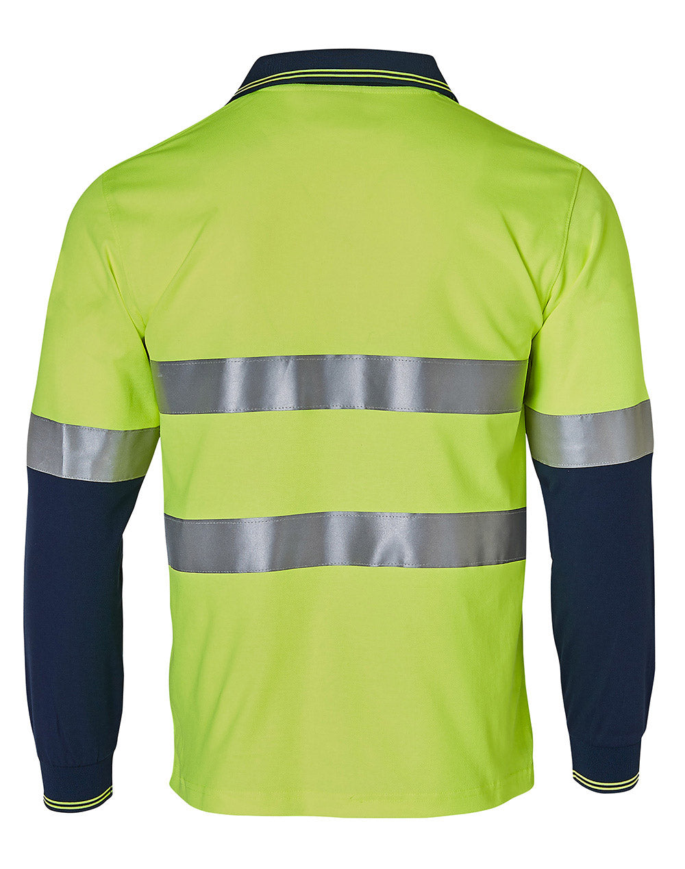 Long Sleeve Safety Polo - Yellow/Navy - Back