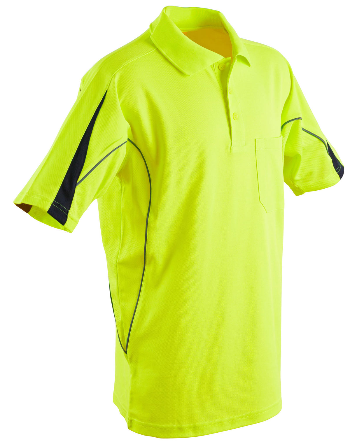 Hi-Vis Legend Short Sleeve Polo Mens' - Yellow/Navy - Front