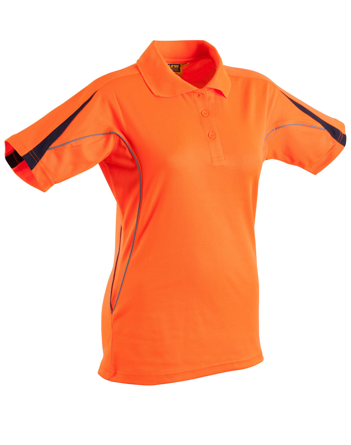 Hi-Vis Legend Short Sleeve Polo Ladies' - Orange/Navy - Front