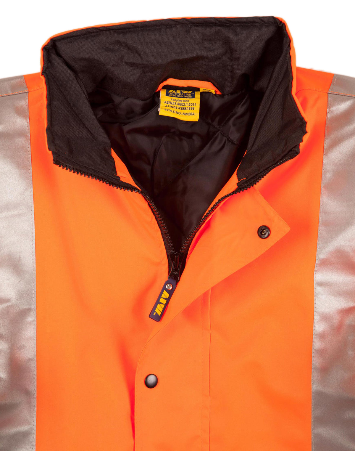 Hi-Vis Two Tone Rain Proof Jacket With Quilt Lining - Orange/Navy - View