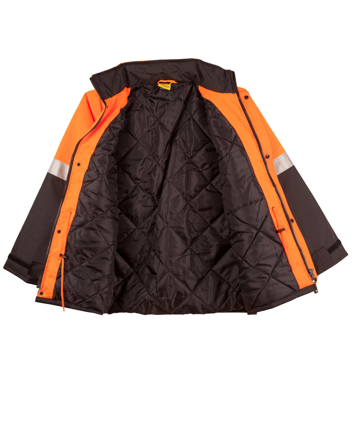Hi-Vis Two Tone Rain Proof Jacket With Quilt Lining - Orange/Navy - View