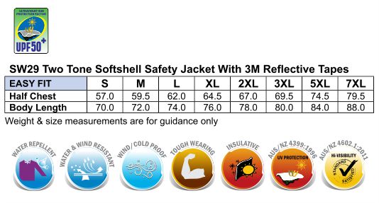 Hi-Vis Safety Jacket - Size guide