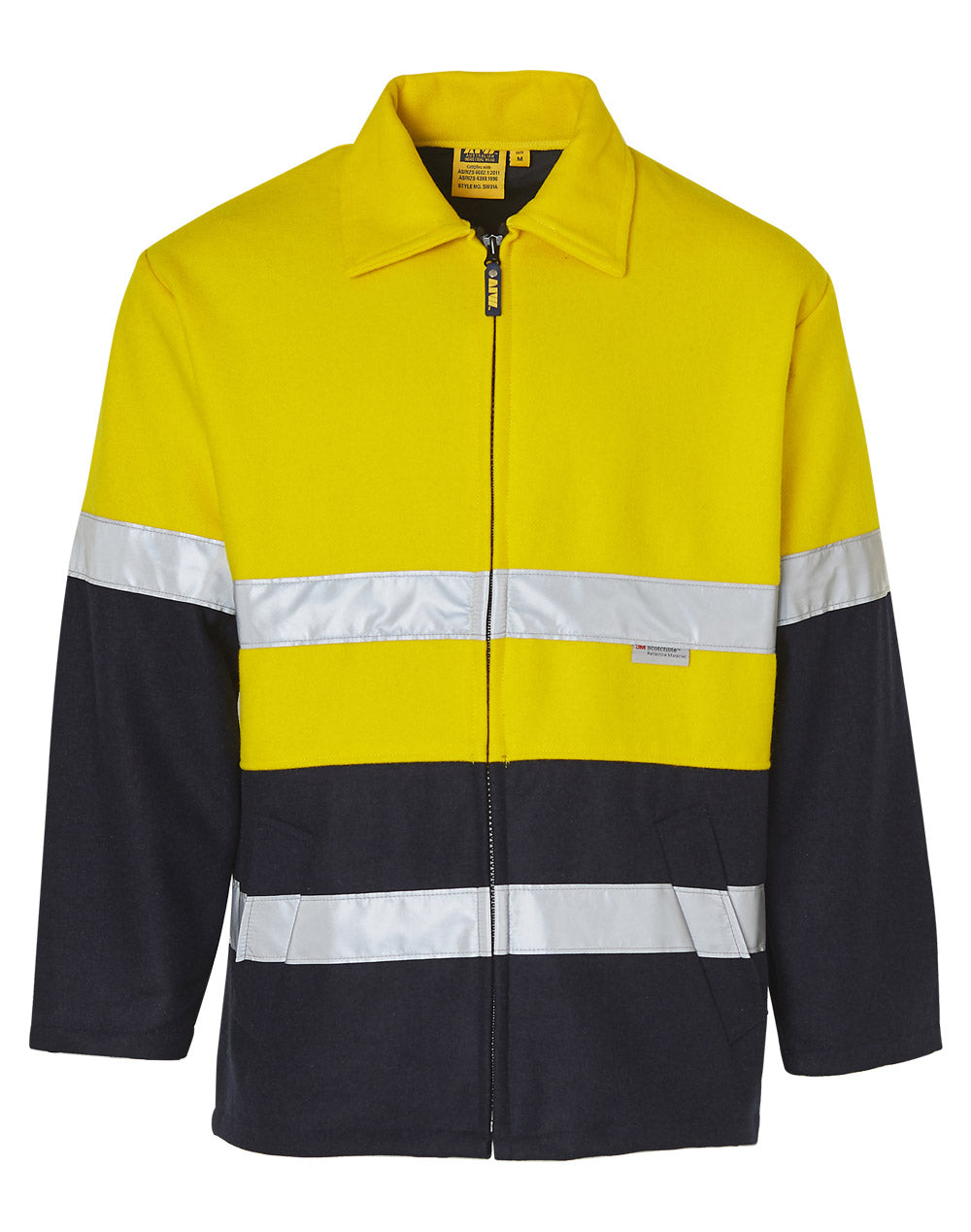 Hi-Vis Two Tone Bluey Jacket - Yellow/Navy - Front