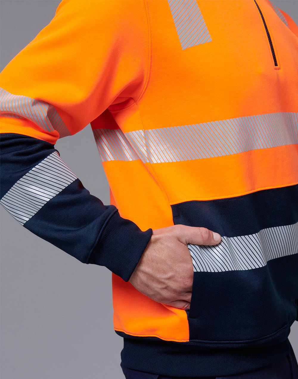 Vic Rail Hi-Vis Safety Jumper- Unisex - Orange/Navy - View