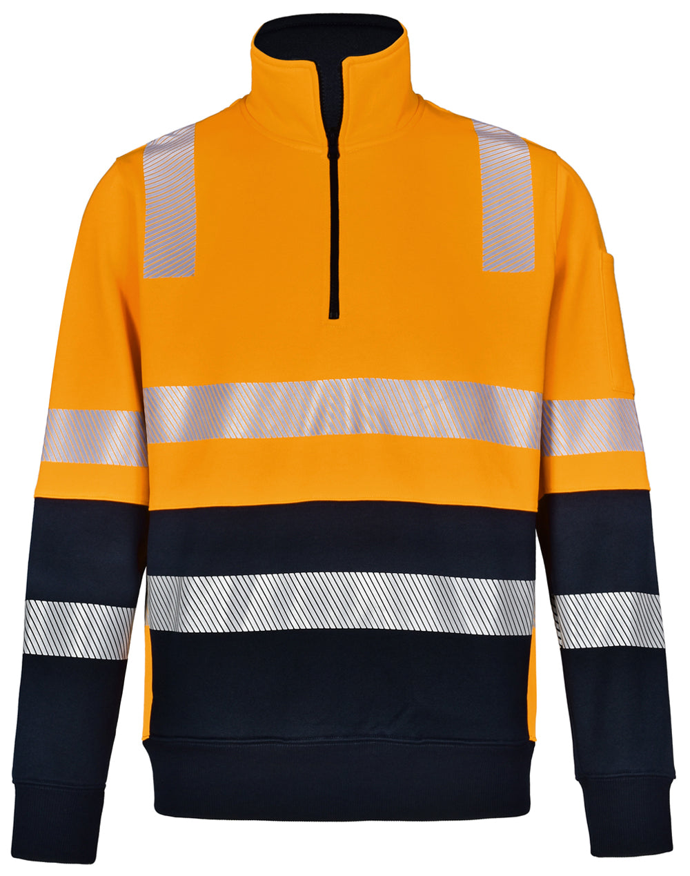 Vic Rail Hi-Vis Safety Jumper- Unisex - Orange/Navy - Front