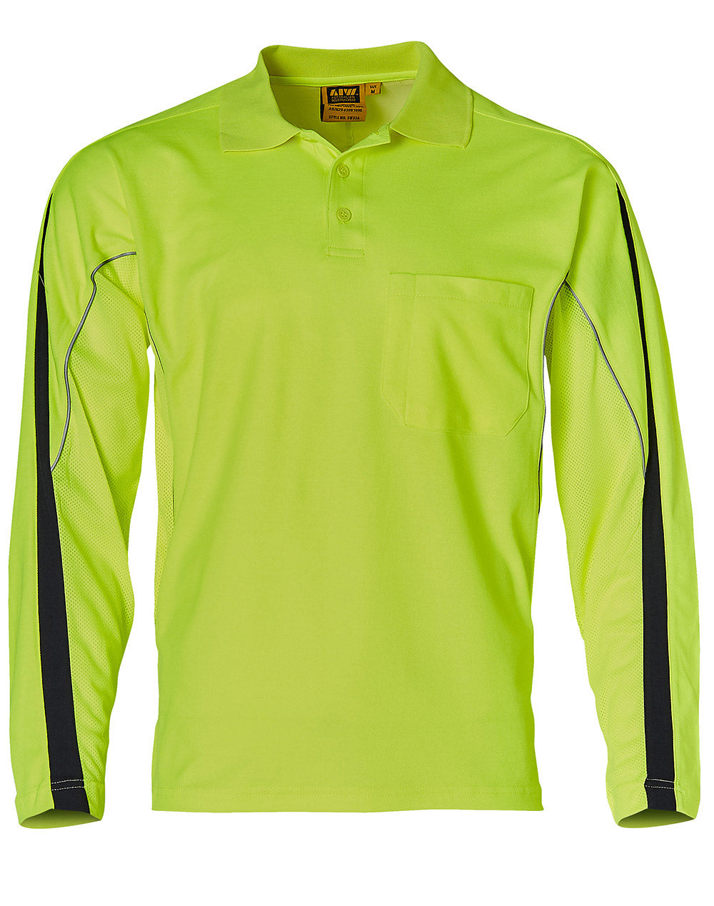 Hi-Vis Legend Long Sleeve Polo Men's - Yellow/Navy - Front