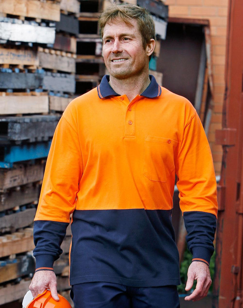 Cotton Jersey two tone Long Sleeve Safety Polo