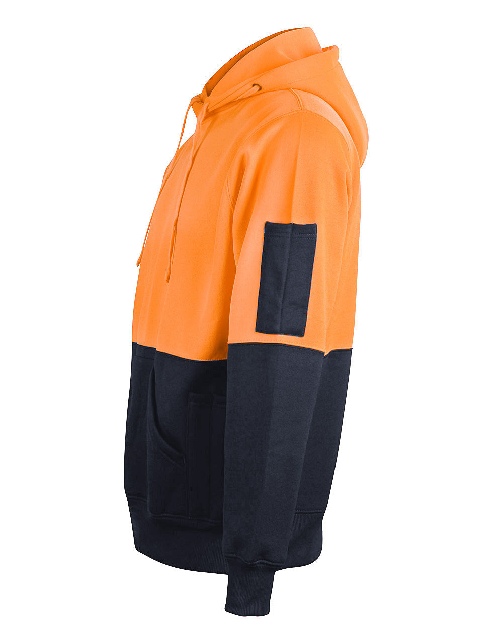 Hi-Vis Two Tone Fleecy Hoodie Unisex - Orange/Navy - View