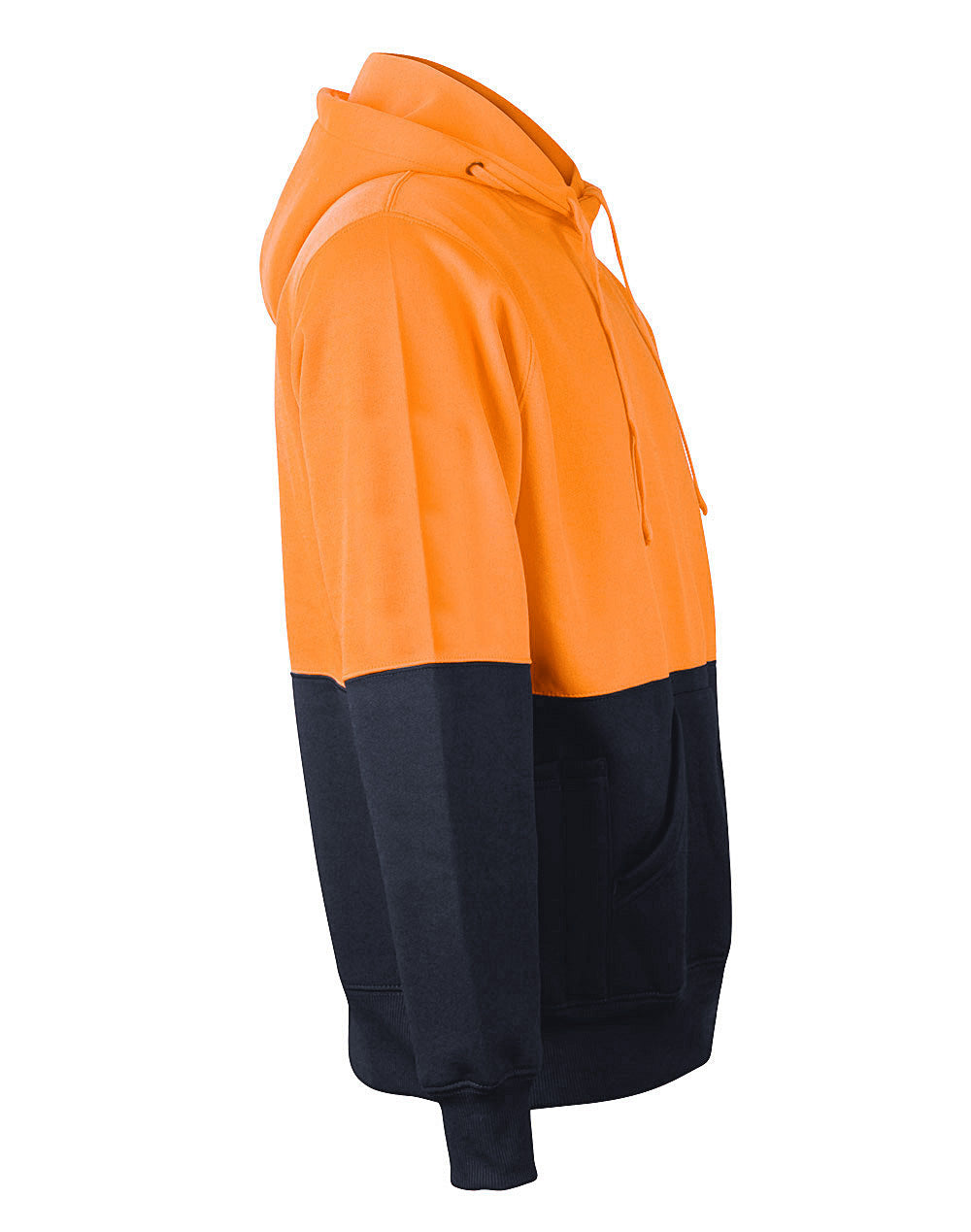 Hi-Vis Two Tone Fleecy Hoodie Unisex - Orange/Navy - View