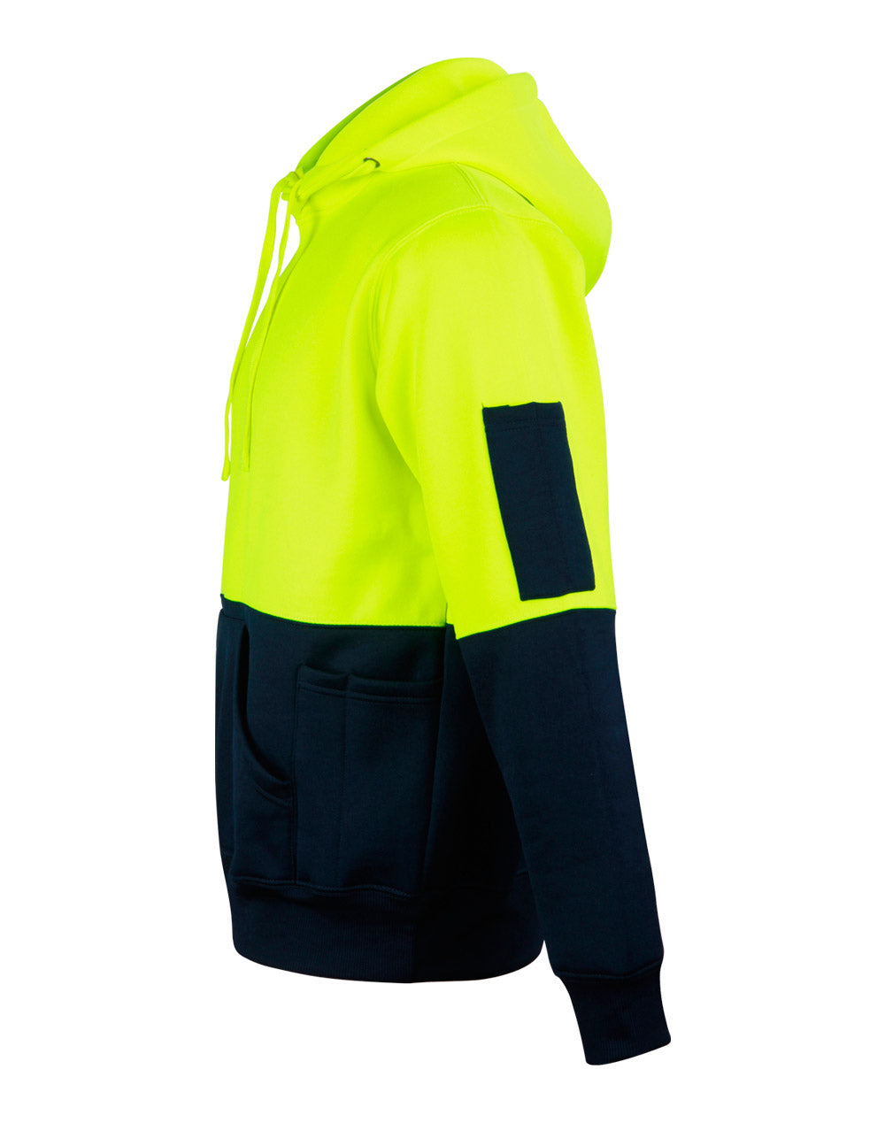 Hi-Vis Two Tone Fleecy Hoodie Unisex - Yellow/Navy - View