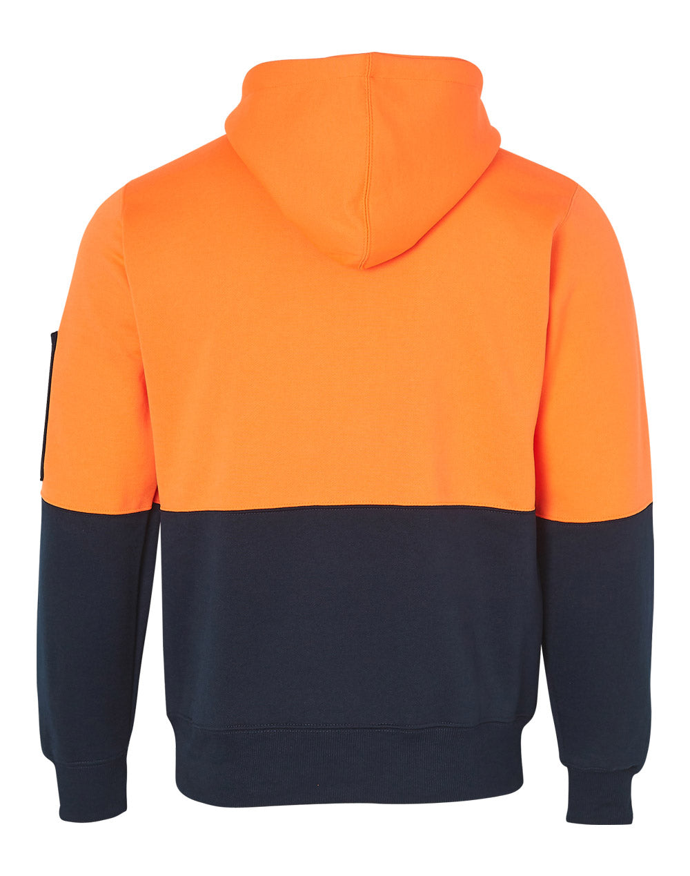 Hi-Vis Two Tone Fleecy Hoodie Unisex - Orange/Navy - Back