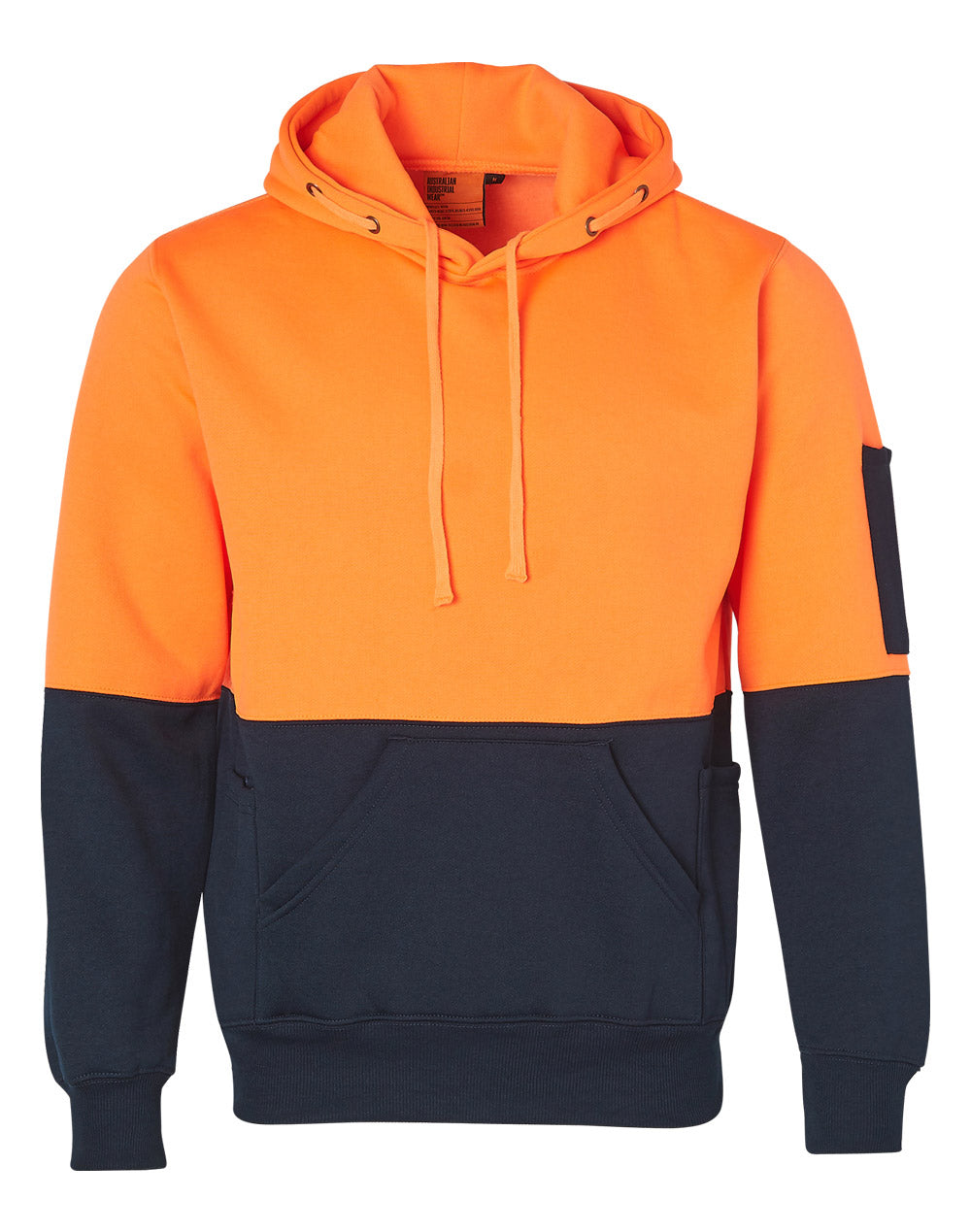 Hi-Vis Two Tone Fleecy Hoodie Unisex - Orange/Navy - Front