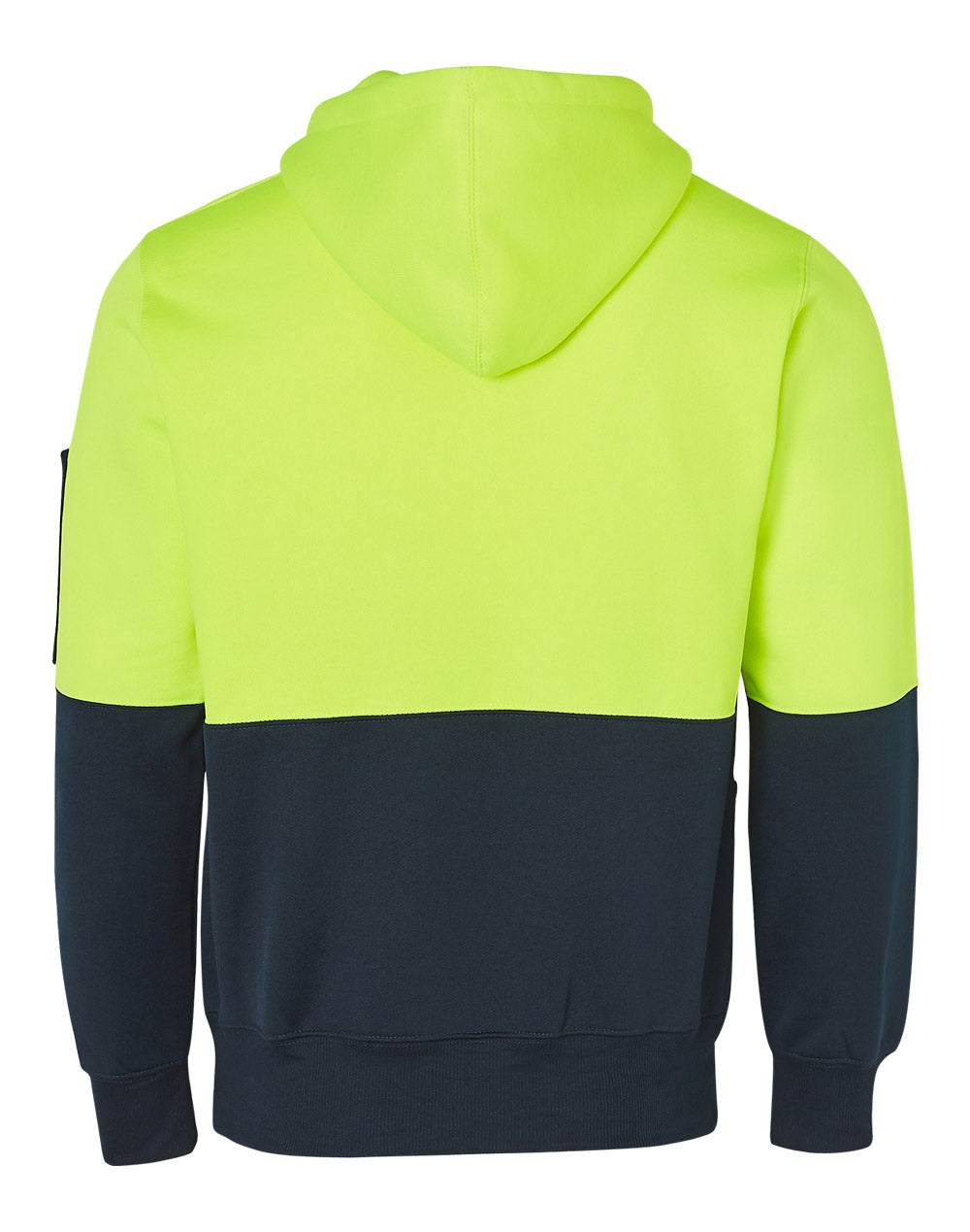 Hi-Vis Two Tone Fleecy Hoodie Unisex - Yellow/Navy - Back
