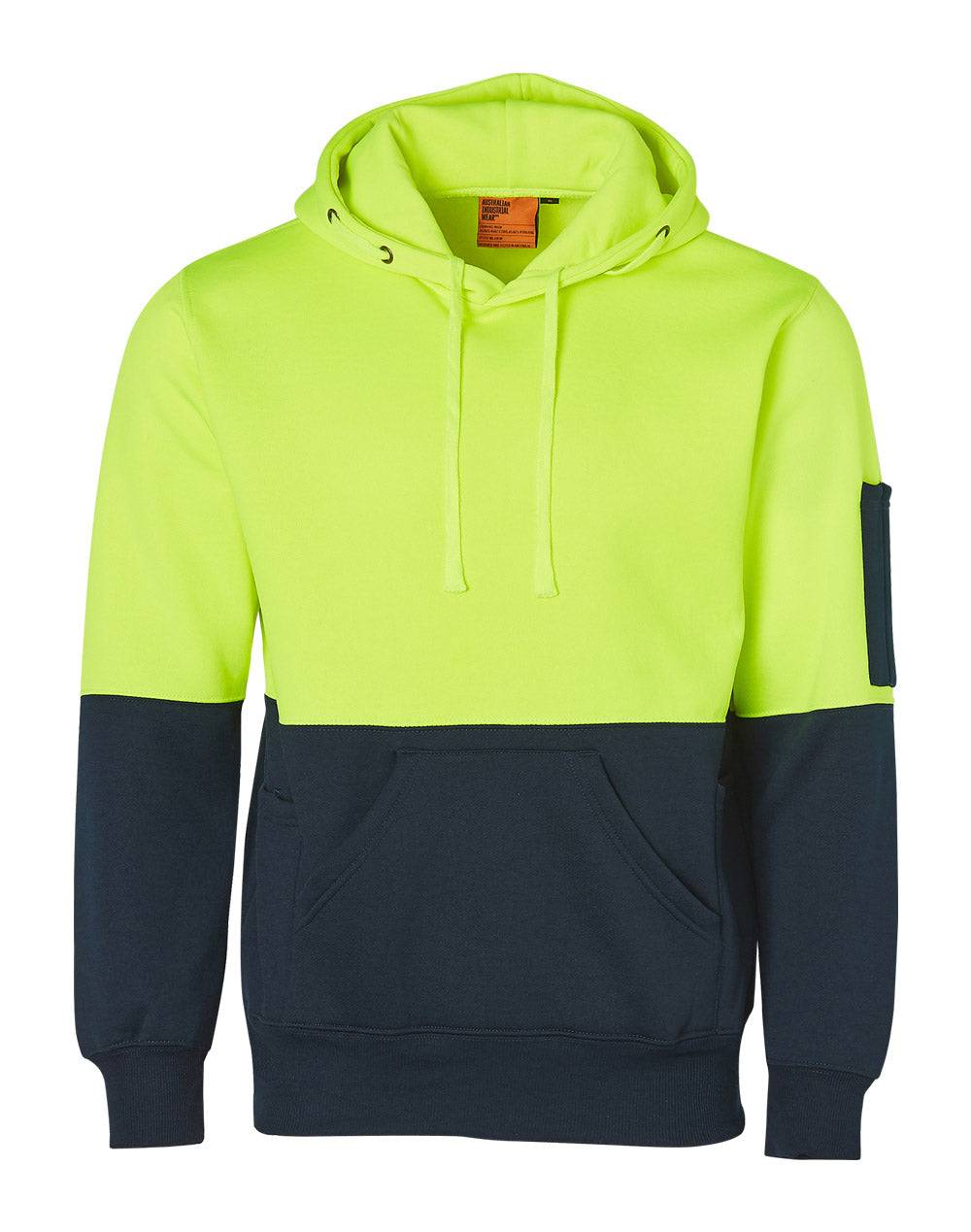 Hi-Vis Two Tone Fleecy Hoodie Unisex - Yellow/Navy - Front