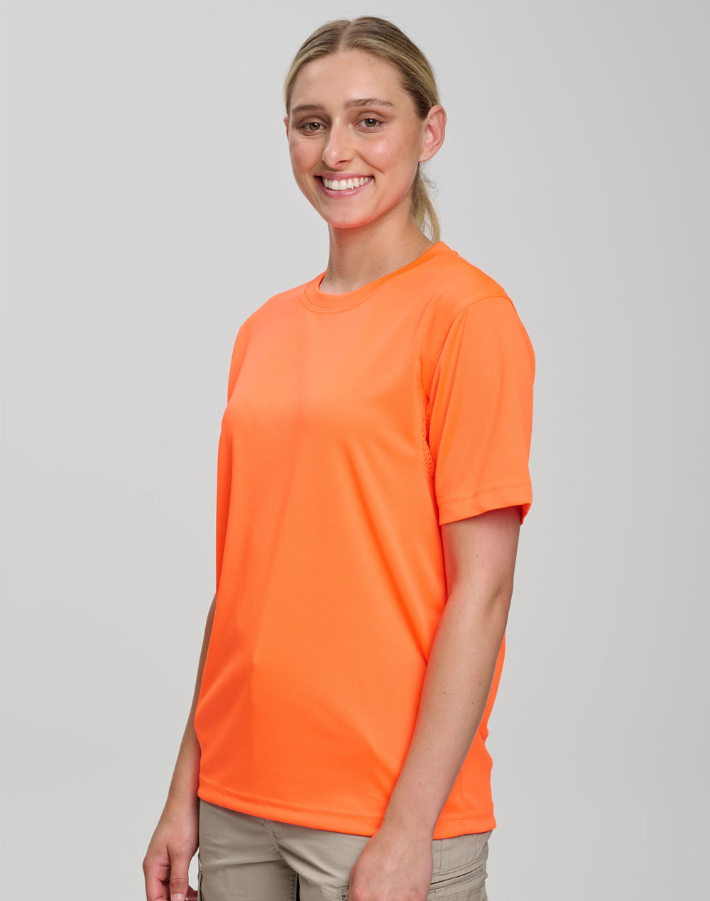 Hi-Vis Mini Waffle Safety TEE-Unisex - view