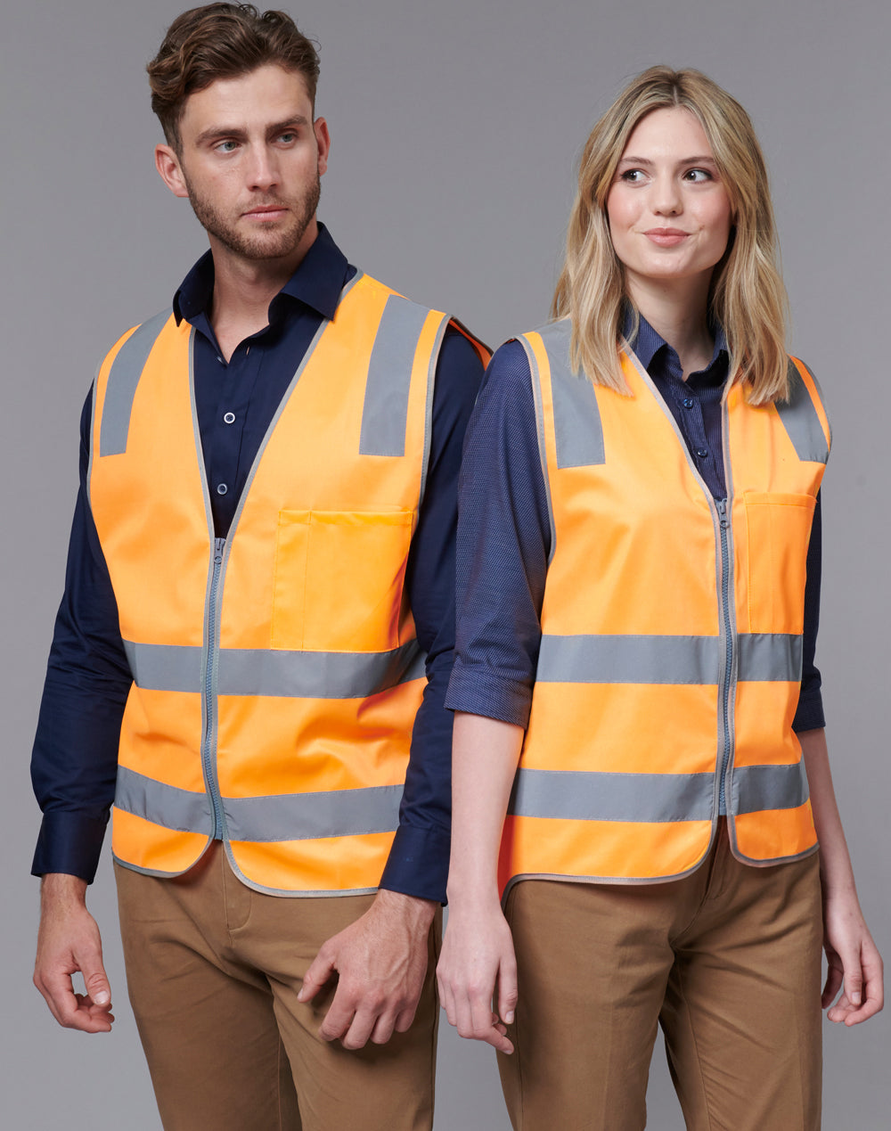 Vic Rail Hi-Vis Safety Vest- Unisex - Orange - Model