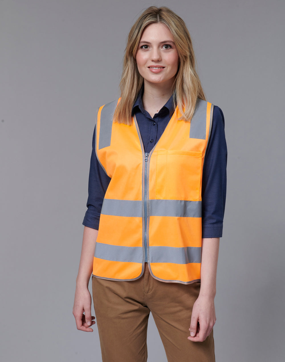 Vic Rail Hi-Vis Safety Vest- Unisex - Orange - View